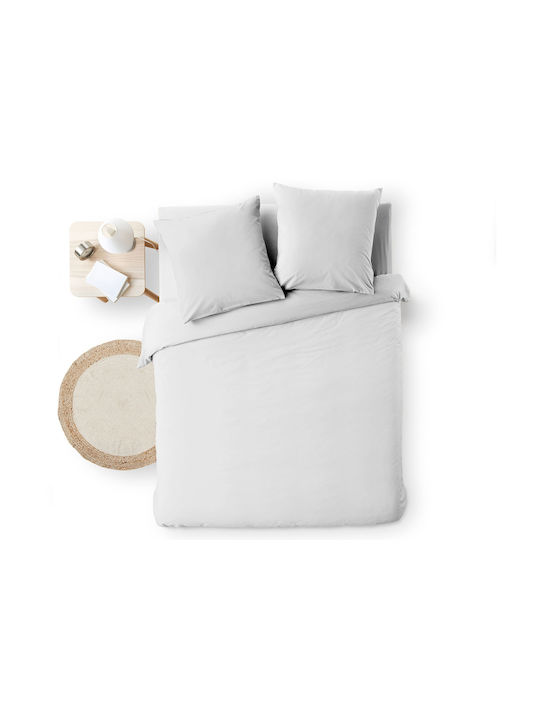 Douceur d'Intérieur Duvet Cover Set Cotton Queen with 2 Pillowcases 240x260 Meline White