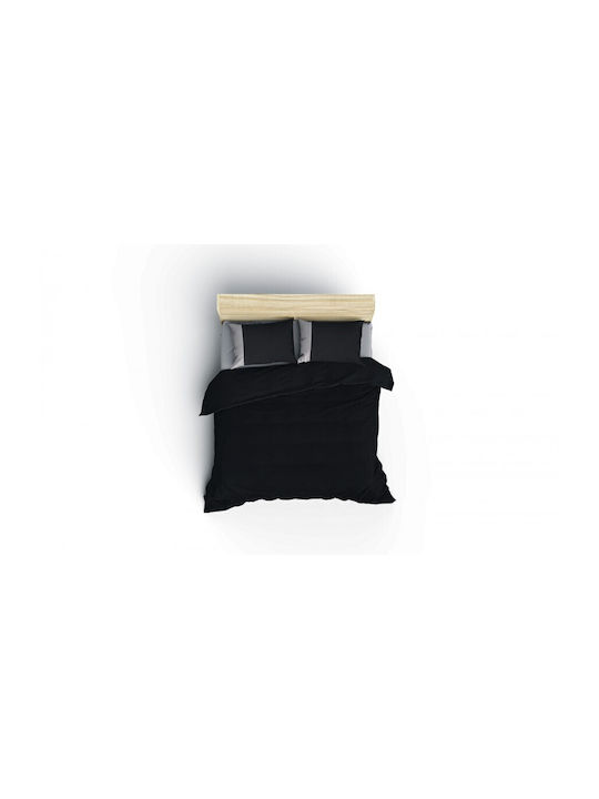 Cotton Box Set Husă de Pilotă Bumbac Dublă cu 2 Fețe de Pernă & 1 Cearsaf 200x220 Negru