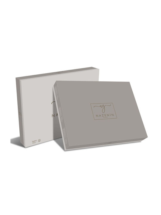 Nazenin Set Husă de Pilotă Dublă cu 2 Fețe de Pernă & 1 Cearsaf 200x220 Gri