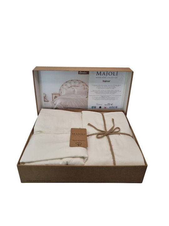 Majoli Bahar Set Husă de Pilotă Bumbac Single cu Față de Pernă & 1 Cearsaf 160x220 Ecru