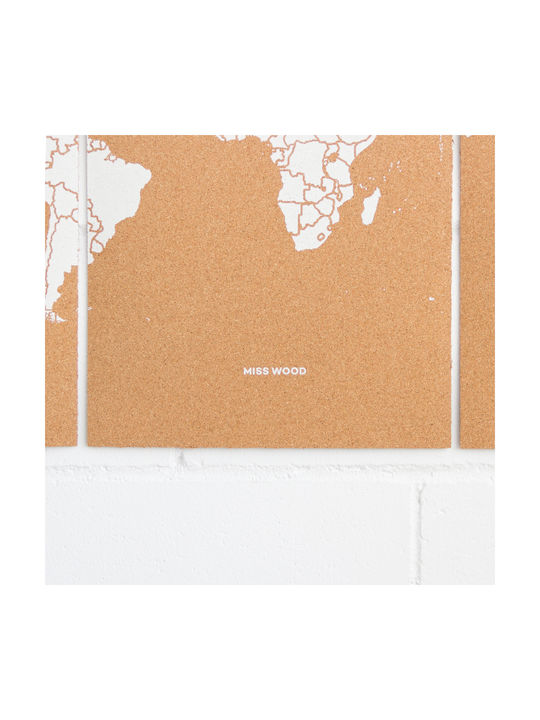 Woody World Коркова Карта Miss Wood Пъзел XL Бял