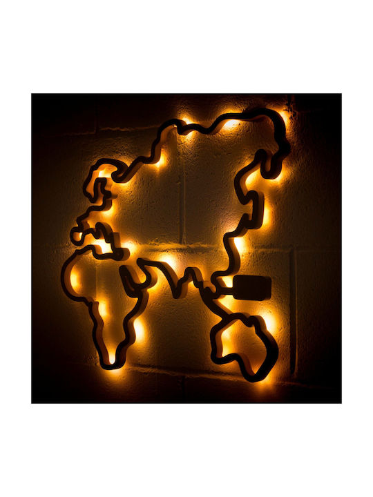 Hartă Mondială din Lemn MDF Miss Wood cu LED Maro