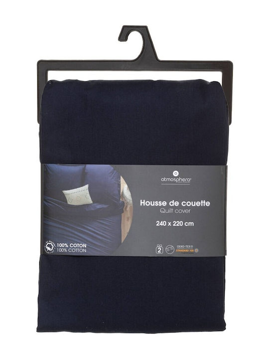 Atmosphera Παπλωματοθήκη Βαμβακερή Υπέρδιπλη 240x220 Σκούρο Μπλε