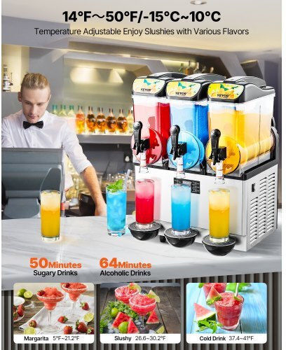 Vevor CGXXRJX315LS56A98V2 Slushy Machine With Capacity 3x15lt