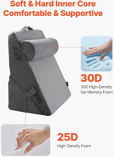 Vevor Μαξιλάρι Σφήνα με Memory Foam 30cm σε Γκρι χρώμα XXZKDJXXZ3JTPE38X001V0