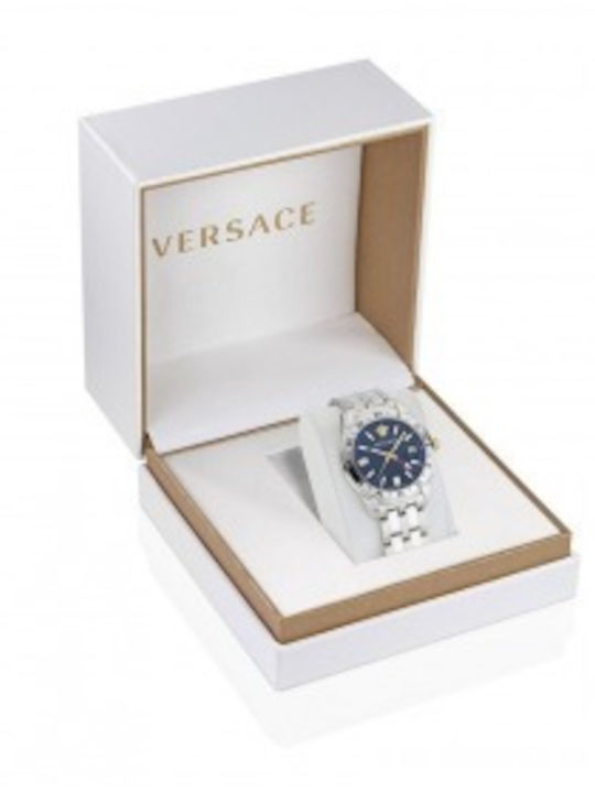 Versace Greca Time Ανδρικό Ρολόι Μπαταρίας με Ασημί Μεταλλικό Μπρασελέ