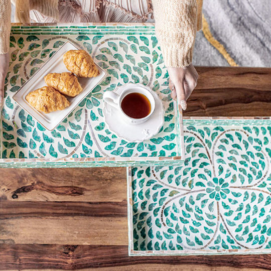 Artekko Wooden Rectangular Decorative Tray 45x35x5cm