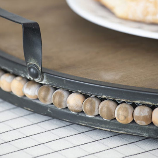Artekko Metallic Round Decorative Tray 45x45x9cm