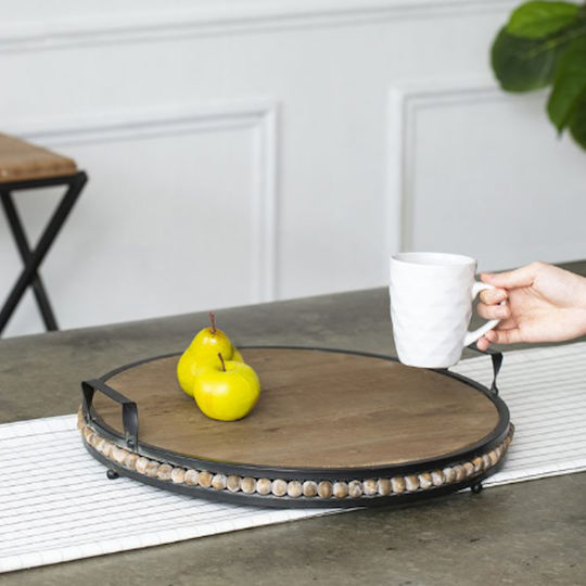 Artekko Metallic Round Decorative Tray 45x45x9cm