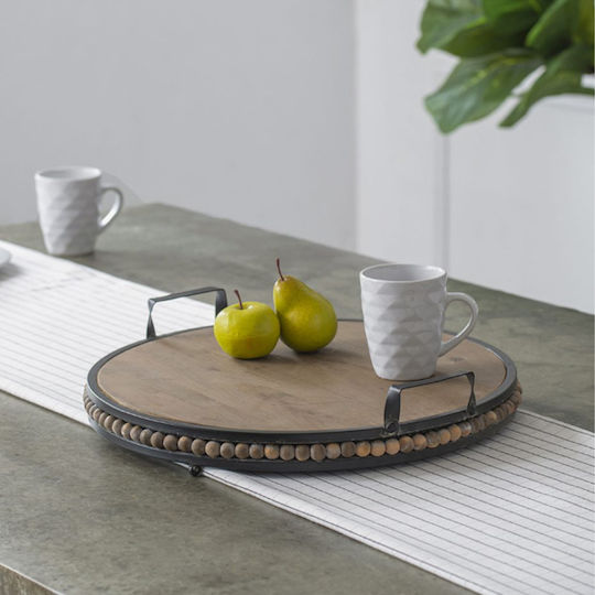 Artekko Metallic Round Decorative Tray 45x45x9cm