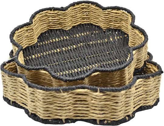 Ankor Διακοσμητικός Δίσκος Ψάθινος 35x35x7cm 2τμχ