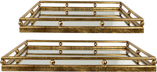 Art et Lumiere Tăvi Metalice cu Oglindă S/2 42x33x8 - 48x37x8cm Metalice