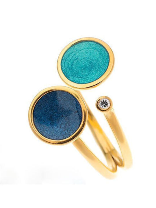 Arteon Damen Ring mit Zirkonia & Emaille aus Silber Vergoldet