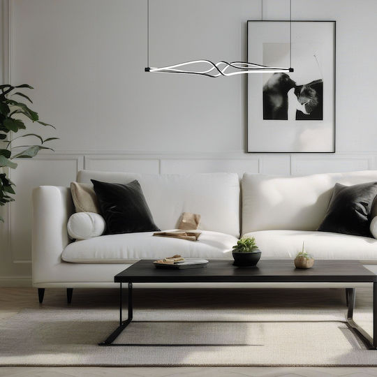 Eko Light Ρυθμιζόμενο Κρεμαστό Φωτιστικό Μαύρο LED με Φυσικό Λευκό Φως