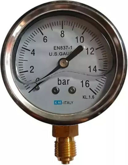 Glycerin Pressure Gauge Thread 1/4" Φ63 0-40bar Bottom Tail Thread Inox