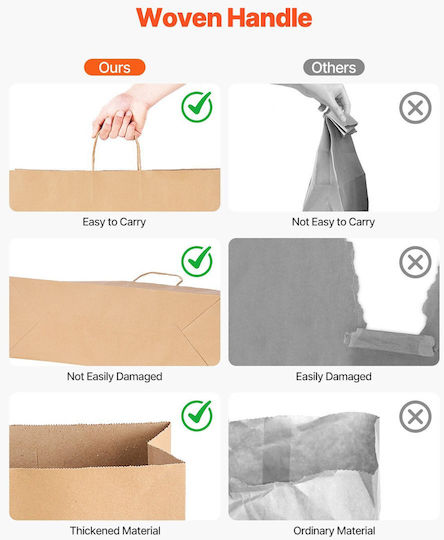Vevor Paper Bag for Gift Brown 16x12x6cm. 50pcs