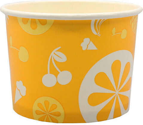 Set Of 50 Yellow Paper Ice Cream Cups With 237ml Capacity
