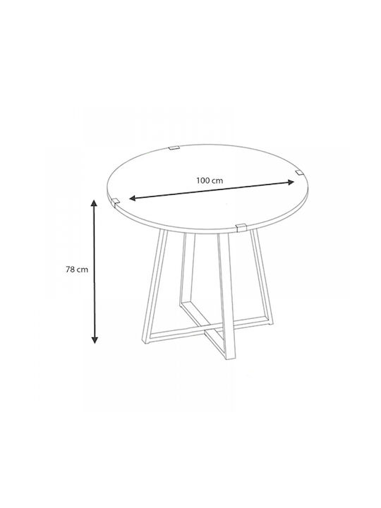 Rubes Table Kitchen Wooden with Metal Frame Black 100x100x78cm
