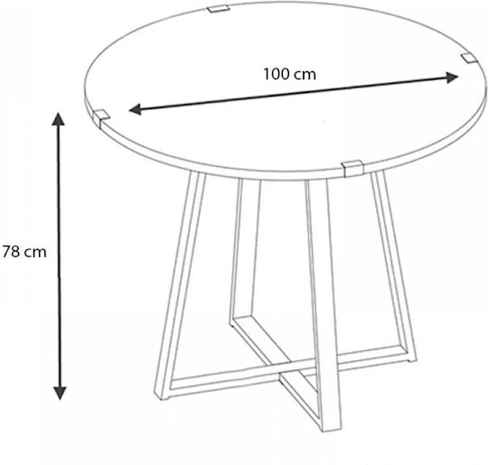 Rubes Table Kitchen Wooden with Metal Frame Black 100x100x78cm