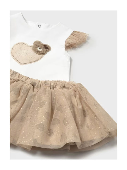 Set pentru copii cu fustă Vară 2buc Beige