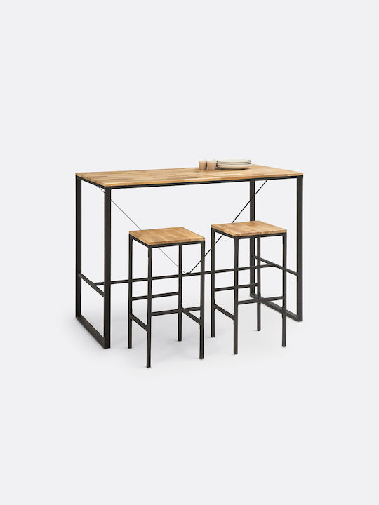Τραπέζι Μπαρ από Μασίφ Ξύλο & Μέταλλο 140x70x76εκ.