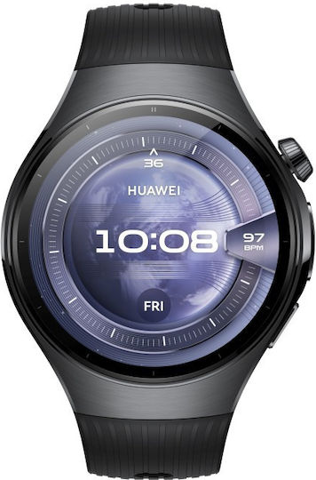Huawei Watch 5 Stainless Steel 46mm Waterproof with eSIM and Heart Rate Monitor (Black + Huawei FreeBuds 6i White)