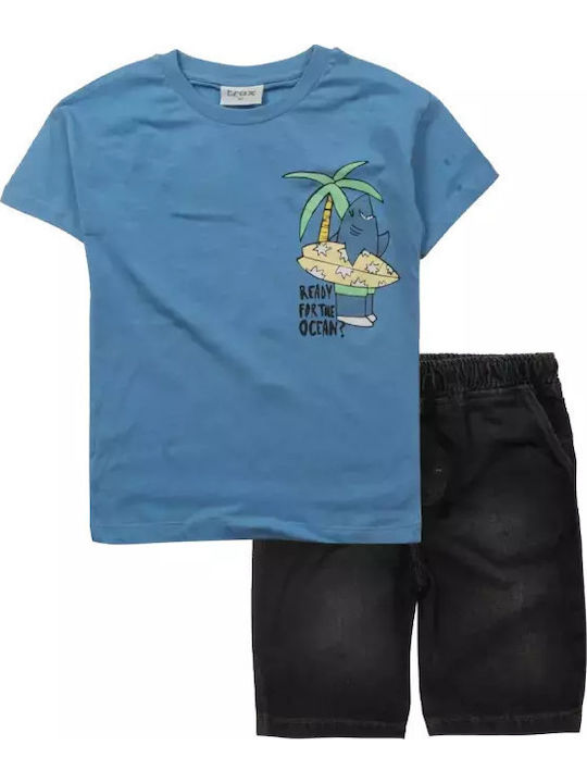 Kinder-Set mit Shorts Sommer 2Stück Sky blue, Black