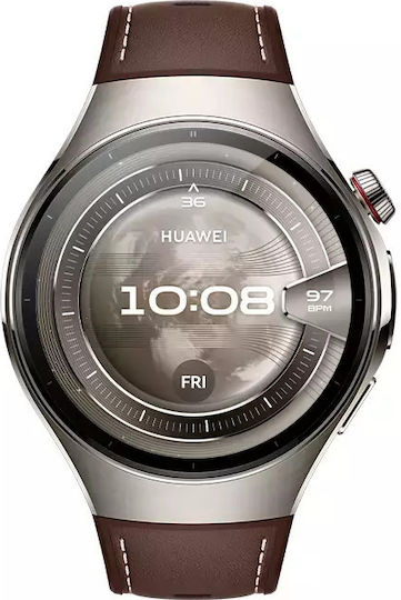 Huawei Watch 5 Titanium 46mm Waterproof with eSIM and Heart Rate Monitor (Brown)