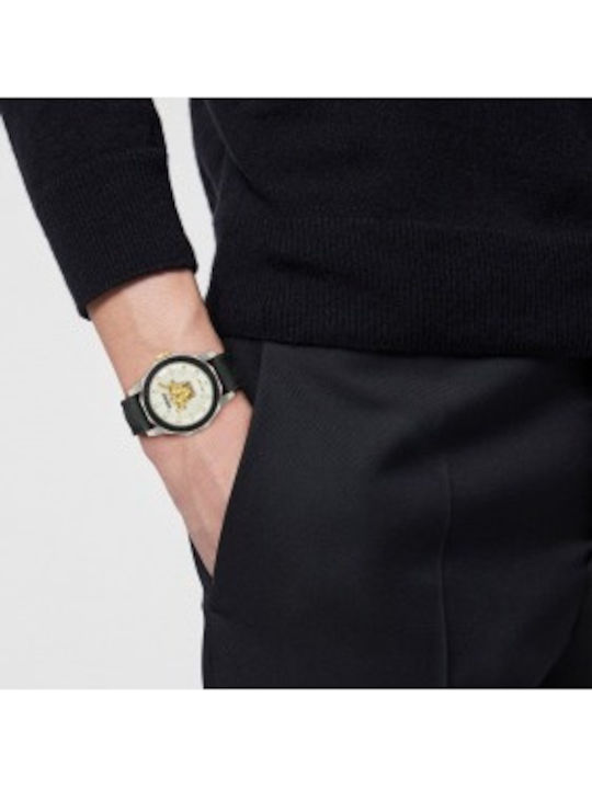 Medusa Deco Ανδρικό Ρολόι 43mm Μπαταρίας με Μαύρο Δερμάτινο Λουράκι