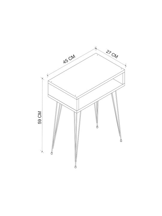 Scott Wooden Bedside Table White 40x30x60cm