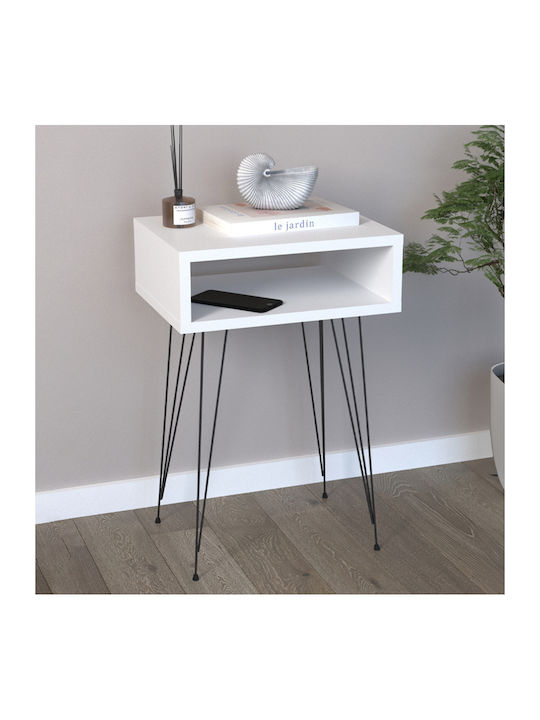 Scott Wooden Bedside Table White 40x30x60cm