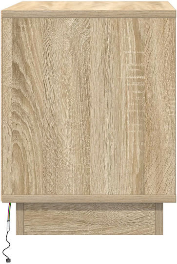 Bedside Table with Fabric Upholstery Sonoma Oak 44x34.5x45cm