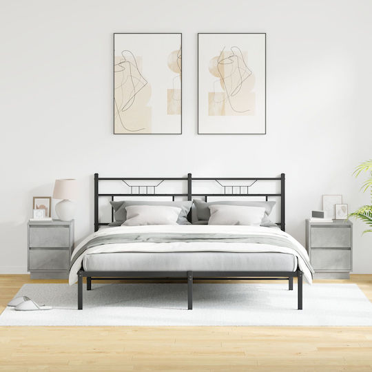 vidaXL Bedside Tables Made of Solid Wood Gray Set of 2 39x34.5x50cm