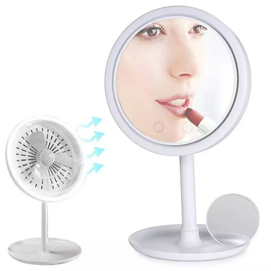 Oglindă de machiaj cu lumină și ventilator