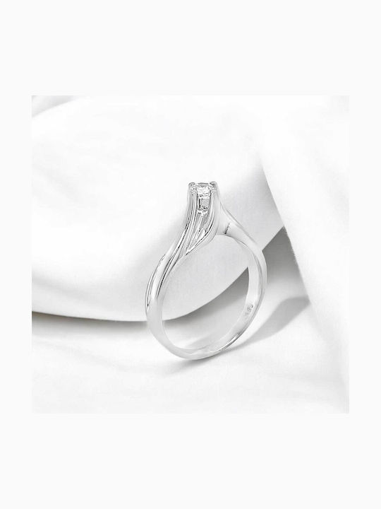 Xryseio Единичен камък от Бяло злато 14K