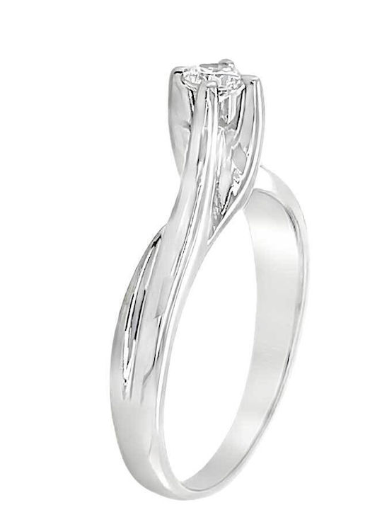 Xryseio Единичен камък от Бяло злато 14K