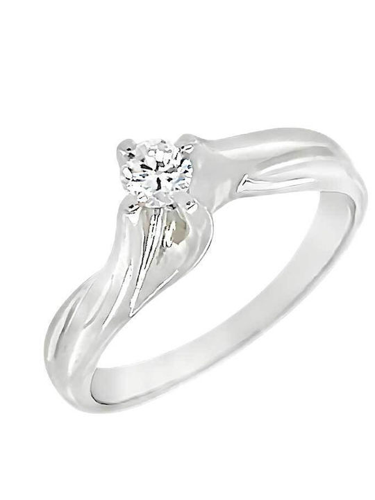 Xryseio Единичен камък от Бяло злато 14K