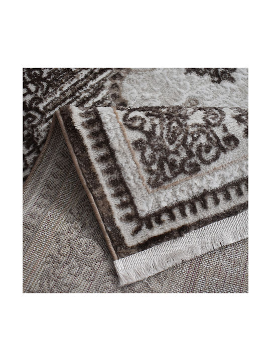 Saray Home Halic Teppich Rechteckig Synthetisch,Polyester/Cotton/Leather mit Fransen Brown