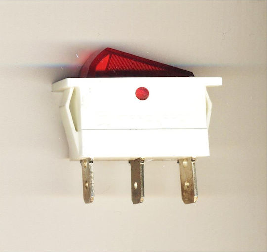 Rocker Switch On-off Single Pole Illuminated SPST 3 Pin 16(3)A/250VAC Cutout 10.0x30.0mm 33x14x35mm Marquardt 1600-0101