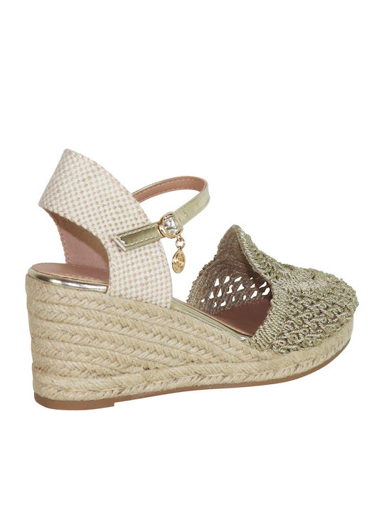 Damenplattformen im Espadrilles-Stil Goldene