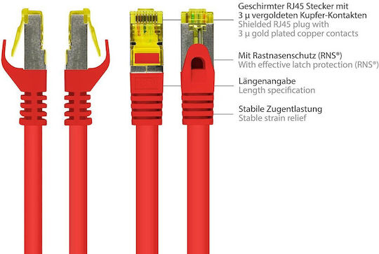 Alcasa U/UTP Кат.7 (10Gbps) Мрежов Кабел Ethernet 1.5м Червен