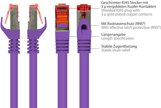 Alcasa S/FTP Cat.6 Gigabit Ethernet Network Cable 1m Blue