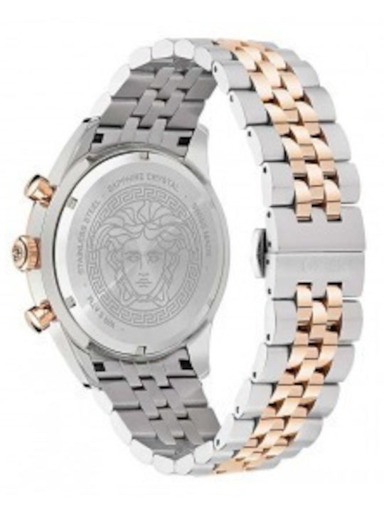 Versace Chrono Master Ανδρικό Ρολόι Μπαταρίας με Ασημί Μεταλλικό Μπρασελέ