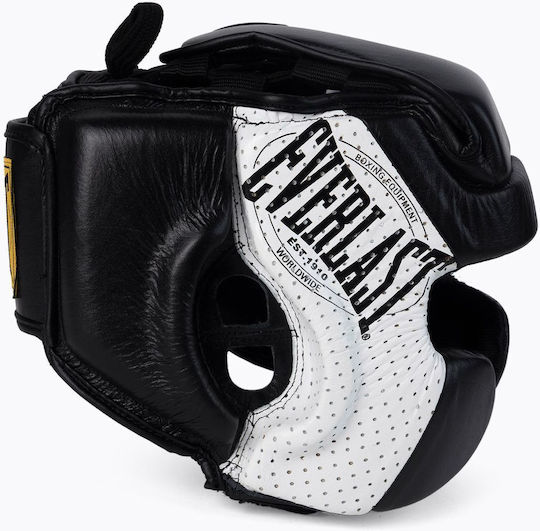 Everlast 1910 Adult Open Face Boxing Headgear Leather Black