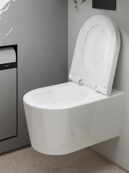 Hansgrohe Wandhängende Toilette Randlos mit Deckel Duroplast Sanftes Schließen Weiße