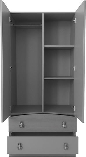 Zwei Türen Kinderkleiderschrank mit 2 Schubladen Blau 80x54x189cm