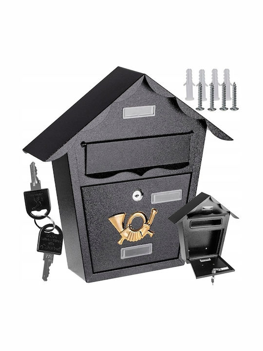 Cutie Poștală pentru Exterior Metalic în Culoarea Negru 38x38x10cm