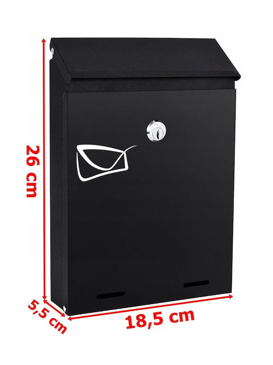 Outdoor Mailbox Inox in Black Color 26x6x19cm