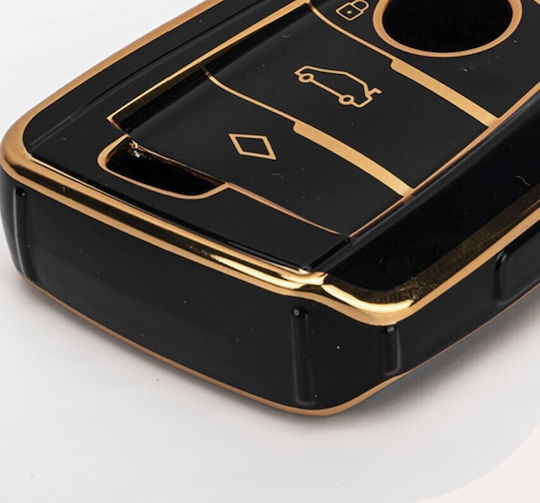 Husă de protecție premium pentru cheie BMW, material TPU de înaltă calitate, compatibilă cu X1 X2 X3 X6 X5 Seria 3, 5, 6, 7, 8 Seria F G 2015-2022, negru auriu, Luvlu