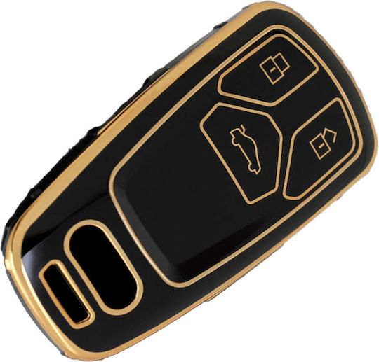 Husă de protecție premium pentru cheie Audi, material TPU de înaltă calitate, compatibilă cu A1 A3 A4 A5 Q3 Q5 Q7 TT S-line RS Allroad 2015+, negru auriu Luvlu